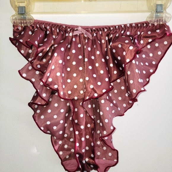 Autumn Leaf Other - Autumn Leaf Flutter Satin Tappant Knickers Panties UK 10-12 Poka Dot Frenchie